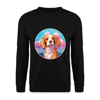 Brittany Spaniel Dog Breed Cartoon Kawaii Watercol - Unisex Sweatshirt - black - Front - Alina (178cm) & Michal (187cm)
