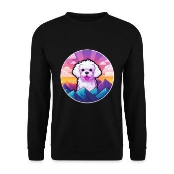 Bichon Frise chien race Cartoon Kawaii aquarelle - Sweat-shirt Unisexe - noir - Devant - Alina (178cm) & Michal (187cm)