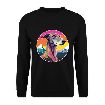 Galgo Español Hunderasse Cartoon Kawaii Aquarell - Unisex Pullover - Schwarz - Vorne - Alina (178cm) & Michal (187cm)