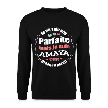 AMAYA PARFAITE - PRENOM AMAYA - Sweat-shirt Unisexe - noir - Devant - Alina (178cm) & Michal (187cm)