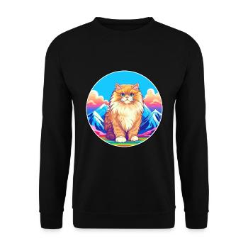 British Longhair Cat Colorful Cartoon Watercolor I - Unisex Sweatshirt - black - Front - Alina (178cm) & Michal (187cm)