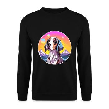 Norwegian Hound Dunker Dog Breed Cartoon Kawaii Wa - Unisex Sweatshirt - black - Front - Alina (178cm) & Michal (187cm)