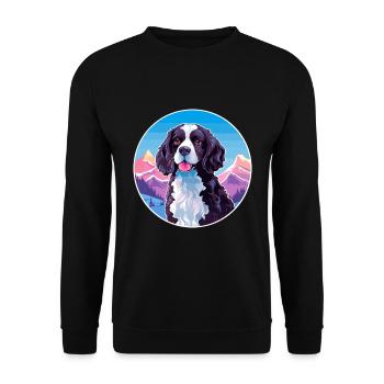 Stabyhoun Stabij Chien Race Cartoon Kawaii Watercol - Sweat-shirt Unisexe - noir - Devant - Alina (178cm) & Michal (187cm)
