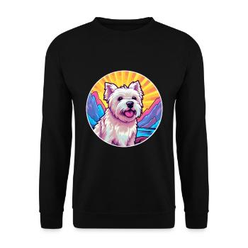 West Highland White Terrier Hunderasse Cartoon Kawa - Unisex Pullover - Schwarz - Vorne - Alina (178cm) & Michal (187cm)