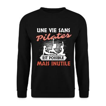 Pilates - Sweat-shirt Unisexe - noir - Devant - Alina (178cm) & Michal (187cm)