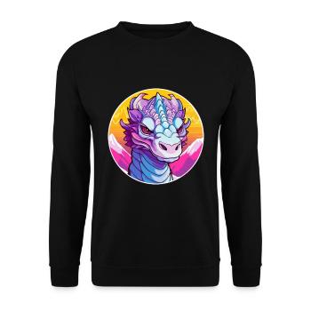 Dragon Aquarelle Dessin Animé Kawaii Animal De Compagnie Colorf - Sweat-shirt Unisexe - noir - Devant - Alina (178cm) & Michal (187cm)