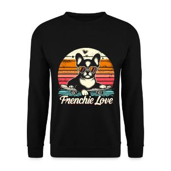 Frenchie Love Design rétro - Sweat-shirt Unisexe - noir - Devant - Alina (178cm) & Michal (187cm)
