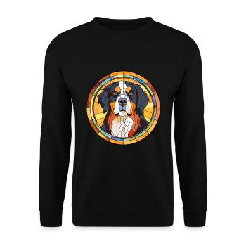 Bernese Mountain Dog Breed Stained Glass Colorful - Unisex Sweatshirt - black - Front - Alina (178cm) & Michal (187cm)