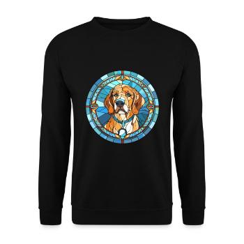 Deutscher Wachtelhund Dog Breed Stained Glass Colo - Unisex Sweatshirt - black - Front - Alina (178cm) & Michal (187cm)