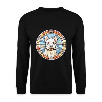 Englisch White Terrier Hunderasse Buntglas Colo - Unisex Pullover - Schwarz - Vorne - Alina (178cm) & Michal (187cm)