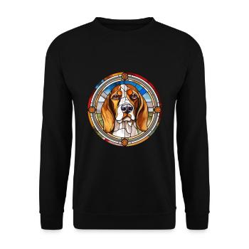 Français Tricolore chien chien race vitrail Colo - Sweat-shirt Unisexe - noir - Devant - Alina (178cm) & Michal (187cm)