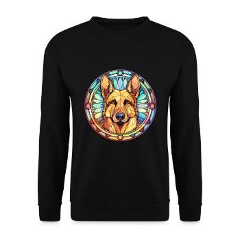 German Shepherd Dog Breed Stained Glass Colorful W - Unisex Sweatshirt - black - Front - Alina (178cm) & Michal (187cm)