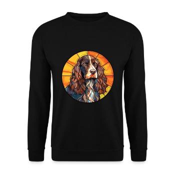 Feld Spaniel Hunderasse Buntes Glas Wat - Unisex Pullover - Schwarz - Vorne - Alina (178cm) & Michal (187cm)
