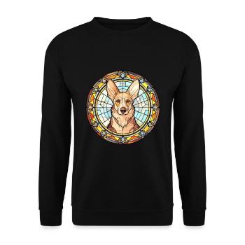 Georgischer Schäferhund Rasse Buntglas Bunt - Unisex Pullover - Schwarz - Vorne - Alina (178cm) & Michal (187cm)
