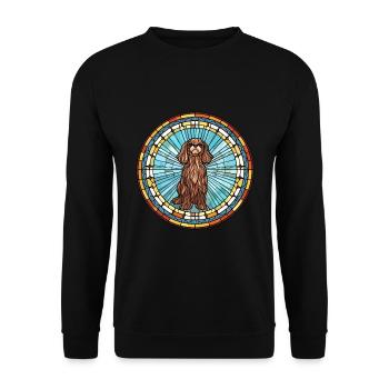 Griffon Nivernais chien race vitrail coloré - Sweat-shirt Unisexe - noir - Devant - Alina (178cm) & Michal (187cm)