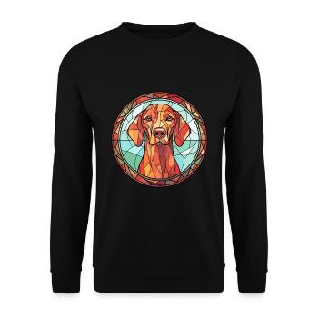 Hongrois Vizsla chien race vitrail coloré - Sweat-shirt Unisexe - noir - Devant - Alina (178cm) & Michal (187cm)