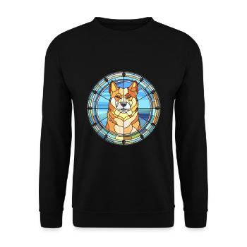 Jindo Dog Breed Stained Glass Colorful Watercolor - Unisex Sweatshirt - black - Front - Alina (178cm) & Michal (187cm)