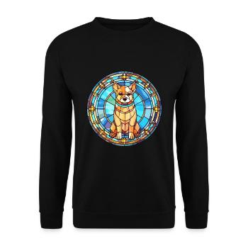 Middle Asian Ovtcharka Dog Breed Stained Glass Col - Unisex Sweatshirt - black - Front - Alina (178cm) & Michal (187cm)