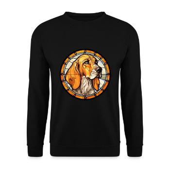 Léopard chien chien race vitrail coloré Wat - Sweat-shirt Unisexe - noir - Devant - Alina (178cm) & Michal (187cm)