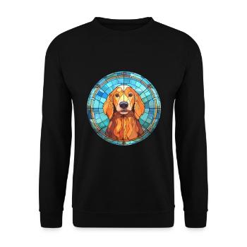 Saarlooswolfhond Dog Breed Stained Glass Colorful - Unisex Sweatshirt - black - Front - Alina (178cm) & Michal (187cm)