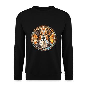 Nordamerikanische Schäferhundrasse Buntglas Co - Unisex Pullover - Schwarz - Vorne - Alina (178cm) & Michal (187cm)
