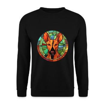 Podenco Ibicenco chien race vitrail coloré - Sweat-shirt Unisexe - noir - Devant - Alina (178cm) & Michal (187cm)