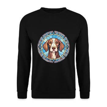 Chien d’arrêt portugais race vitrail Colorfu - Sweat-shirt Unisexe - noir - Devant - Alina (178cm) & Michal (187cm)