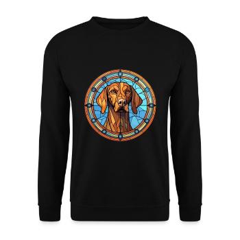 Chien de chasse polonais race vitrail coloré Wa - Sweat-shirt Unisexe - noir - Devant - Alina (178cm) & Michal (187cm)