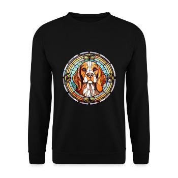 Slovensky Cuvac chien race vitrail coloré W - Sweat-shirt Unisexe - noir - Devant - Alina (178cm) & Michal (187cm)