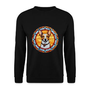 St. Miguel Cattle Dog Rasse Buntes Glas Bunt - Unisex Pullover - Schwarz - Vorne - Alina (178cm) & Michal (187cm)
