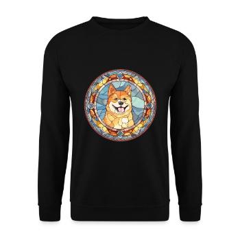 Shikoku Dog Breed Stained Glass Colorful Watercolo - Unisex Sweatshirt - black - Front - Alina (178cm) & Michal (187cm)