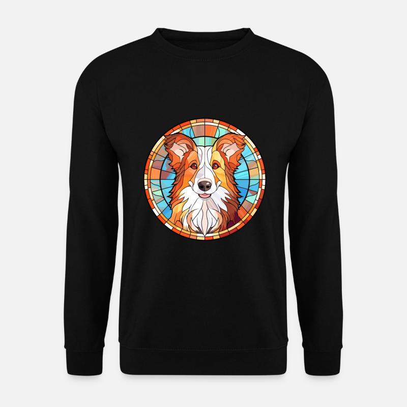 Shetland Schäferhund Hunderasse Buntglas Bunt - Unisex Pullover - Schwarz