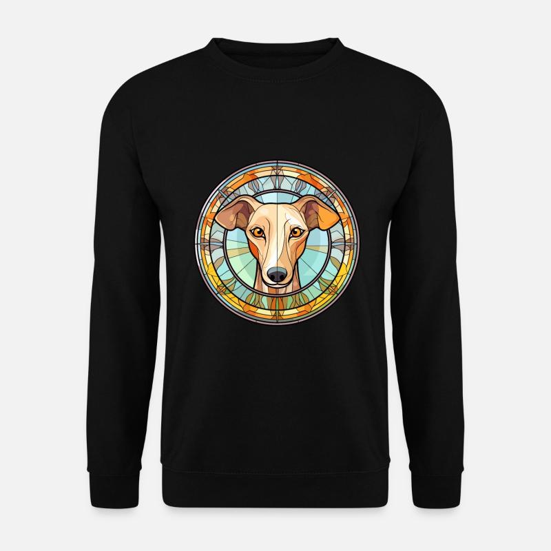 Whippet Hund Rasse Buntes Glas Buntes Wassercolo - Unisex Pullover - Schwarz