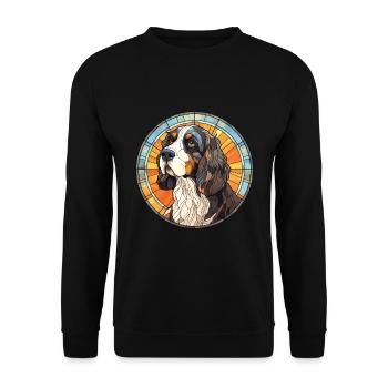 Stabyhoun chien race vitrail coloré Waterco - Sweat-shirt Unisexe - noir - Devant - Alina (178cm) & Michal (187cm)