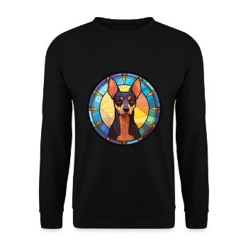 Jouet Manchester Terrier chien race vitrail Col - Sweat-shirt Unisexe - noir - Devant - Alina (178cm) & Michal (187cm)
