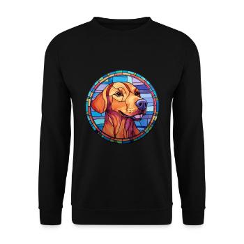 Volpino Italiano Hunderasse Buntglas Bunt - Unisex Pullover - Schwarz - Vorne - Alina (178cm) & Michal (187cm)