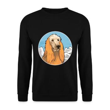 Afghan Hound chien race dessin animé Kawaii aquarelle - Sweat-shirt Unisexe - noir - Devant - Alina (178cm) & Michal (187cm)
