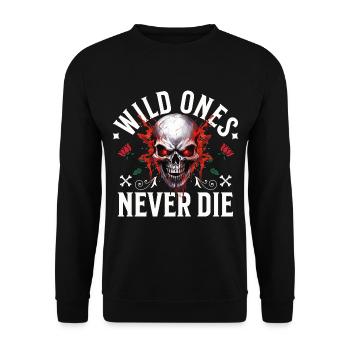 Crâne Crâne Squelette Moto Biker Gang - Sweat-shirt Unisexe - noir - Devant - Alina (178cm) & Michal (187cm)