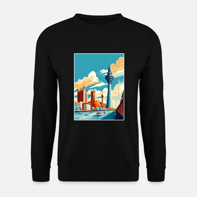 Düsseldorf Deutschland Vintage Reiseposter Souvenir - Unisex Pullover - Schwarz