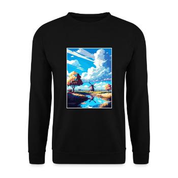 Lisse Niederlande Vintage Reiseposter Souvenir - Unisex Pullover - Schwarz - Vorne - Alina (178cm) & Michal (187cm)