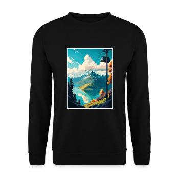 Stanserhorn Schweiz Vintage Reiseposter WPA - Unisex Pullover - Schwarz - Vorne - Alina (178cm) & Michal (187cm)