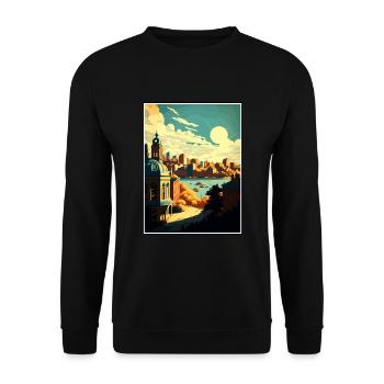Oslo Norway Vintage Travel Poster WPA Souvenir - Unisex Sweatshirt - black - Front - Alina (178cm) & Michal (187cm)