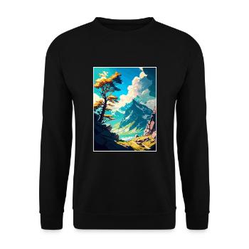 Mannlichen Schweiz Vintage Reiseposter WPA - Unisex Pullover - Schwarz - Vorne - Alina (178cm) & Michal (187cm)
