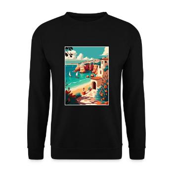 Lagos Portugal Vintage Reiseposter WPA Souvenir - Unisex Pullover - Schwarz - Vorne - Alina (178cm) & Michal (187cm)