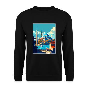 Istanbul Décoration Turquie Vintage Affiche De Voyage - Sweat-shirt Unisexe - noir - Devant - Alina (178cm) & Michal (187cm)