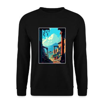 Pompéi Italie Décoration Vintage Voyage Affiche WPA - Sweat-shirt Unisexe - noir - Devant - Alina (178cm) & Michal (187cm)