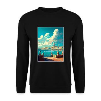 Cadiz Spain Vintage Travel Poster WPA Souvenir - Unisex Sweatshirt - black - Front - Alina (178cm) & Michal (187cm)