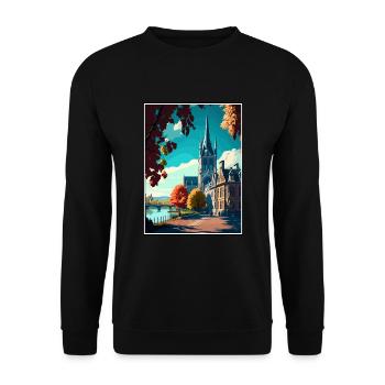 Bonn Allemagne Vintage voyage affiche WPA Souvenir - Sweat-shirt Unisexe - noir - Devant - Alina (178cm) & Michal (187cm)