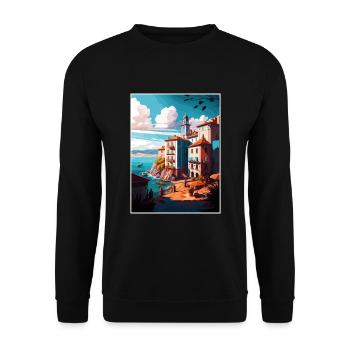 Santander Spanien Vintage Reiseposter WPA Souvenir - Unisex Pullover - Schwarz - Vorne - Alina (178cm) & Michal (187cm)