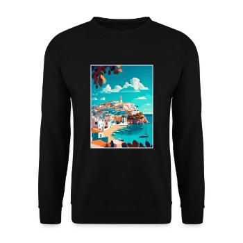 Ibiza Espagne Vintage voyage affiche WPA Souvenir - Sweat-shirt Unisexe - noir - Devant - Alina (178cm) & Michal (187cm)